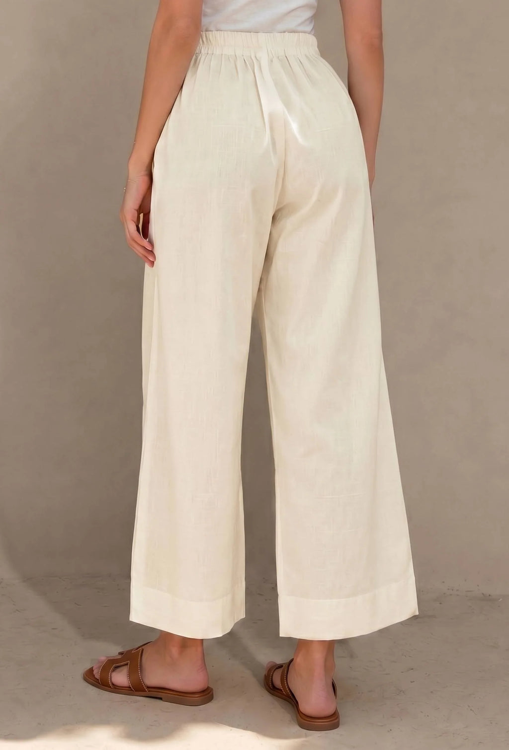 Set of 2: Off-White Cotton Silk Flared Kurta with Straight Pant Set
